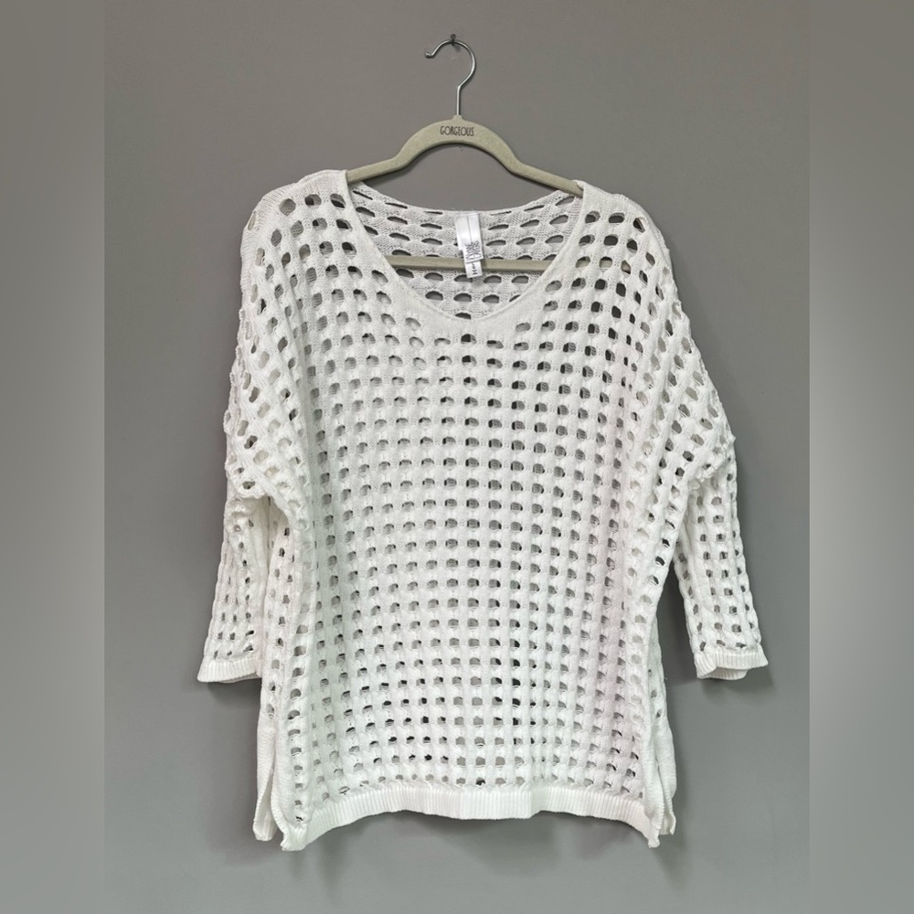 cotton open knit top (L)